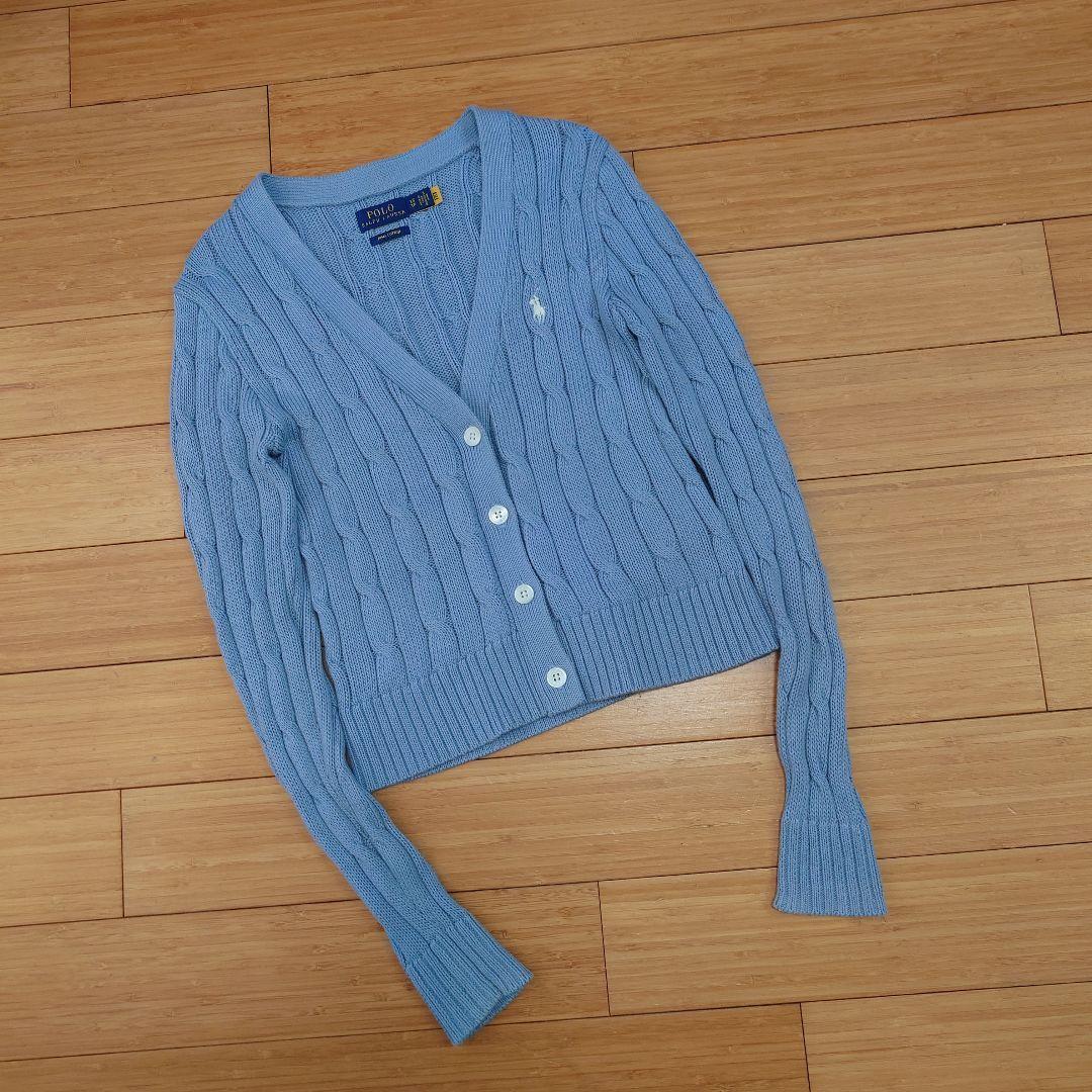 現行 ポロラルフローレン ピマコットン ケーブルニット カーディガン ポニー刺繍