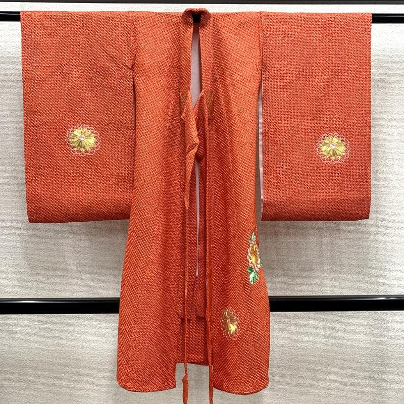 506ax19□お宮参り 女児 祝い着 着物 七五三にも 総絞り 金駒刺繍□美品