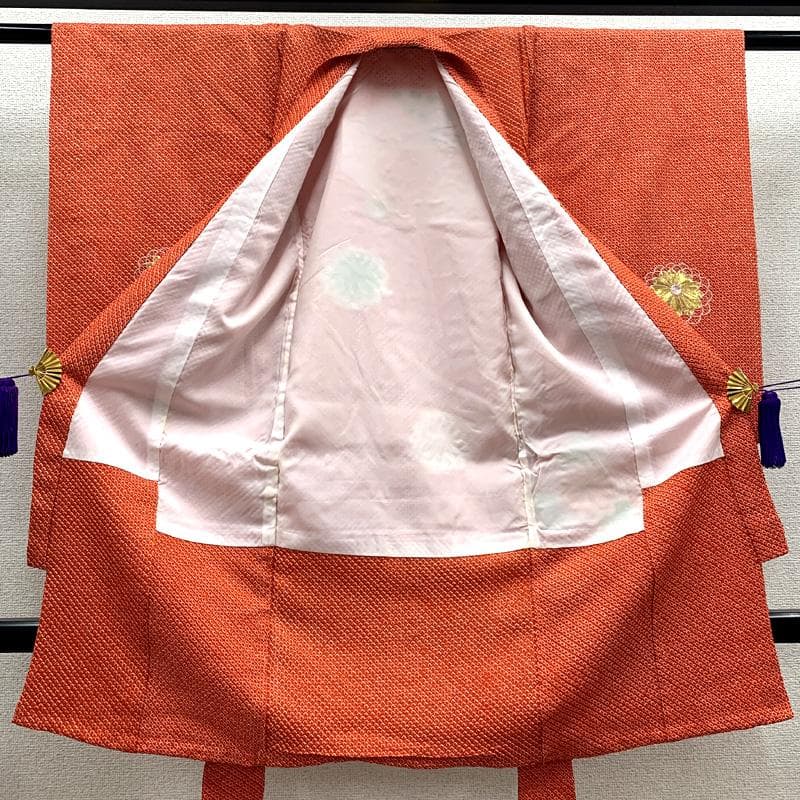 506ax19□お宮参り 女児 祝い着 着物 七五三にも 総絞り 金駒刺繍□美品
