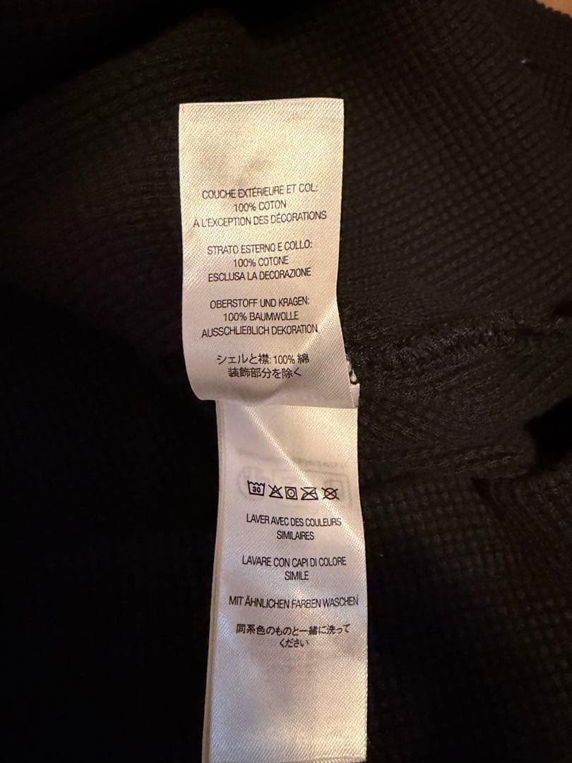 Supreme ワッフル ポロシャツ 黒 M ロンT 長袖