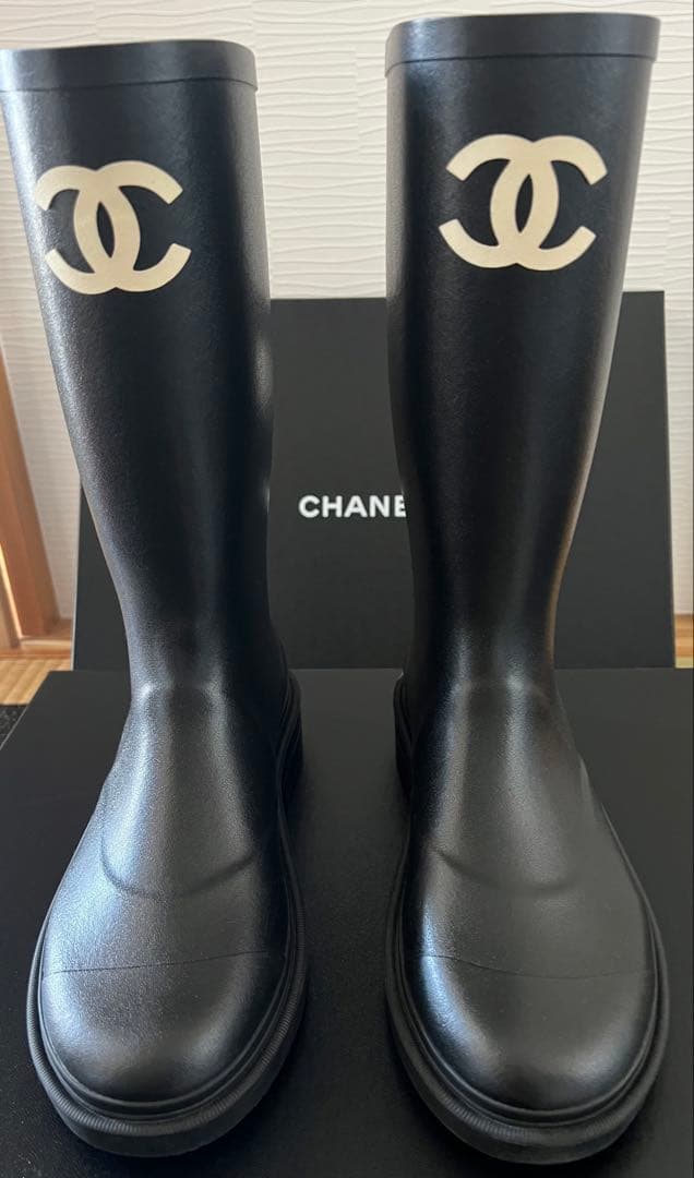 seii512様　CHANEL ブラック レインブーツ　37