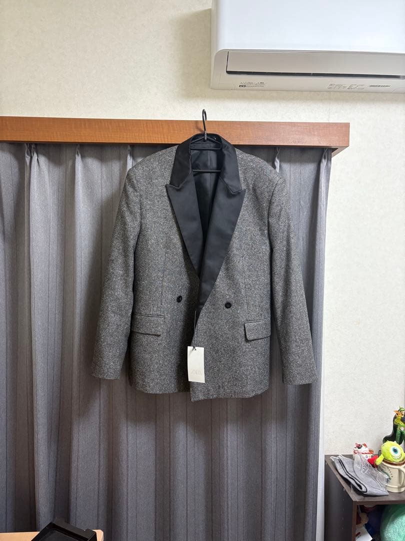 【最終値下げ】ZARA コントラストテクスチャーダブルブレストブレザー 52