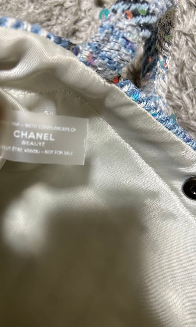 シャネル　ビューティーバッグ　ノベルティ　 ツィード　スパンコール　ブルー