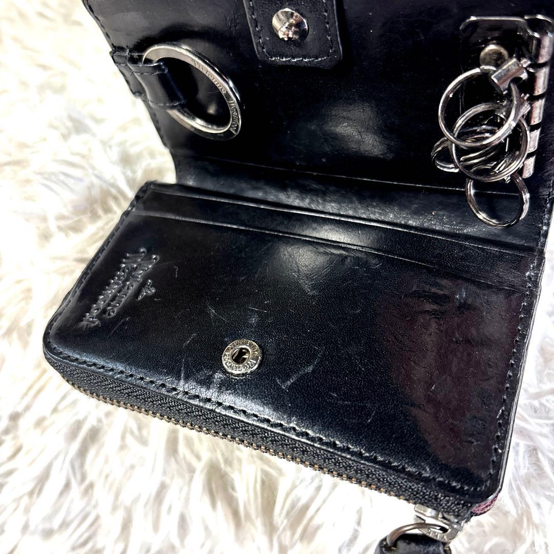 Vivienne Westwood 小銭入れ付き4連キーケース オーブ型押し　黒
