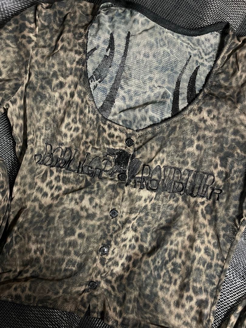 【604SERVICE】LEOPARD MESH CARDIGAN