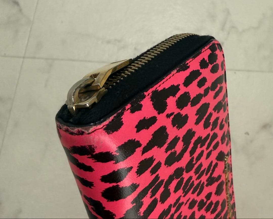 【希少】 SAINT LAURENT レオパード 長財布 ピンク ヒョウ