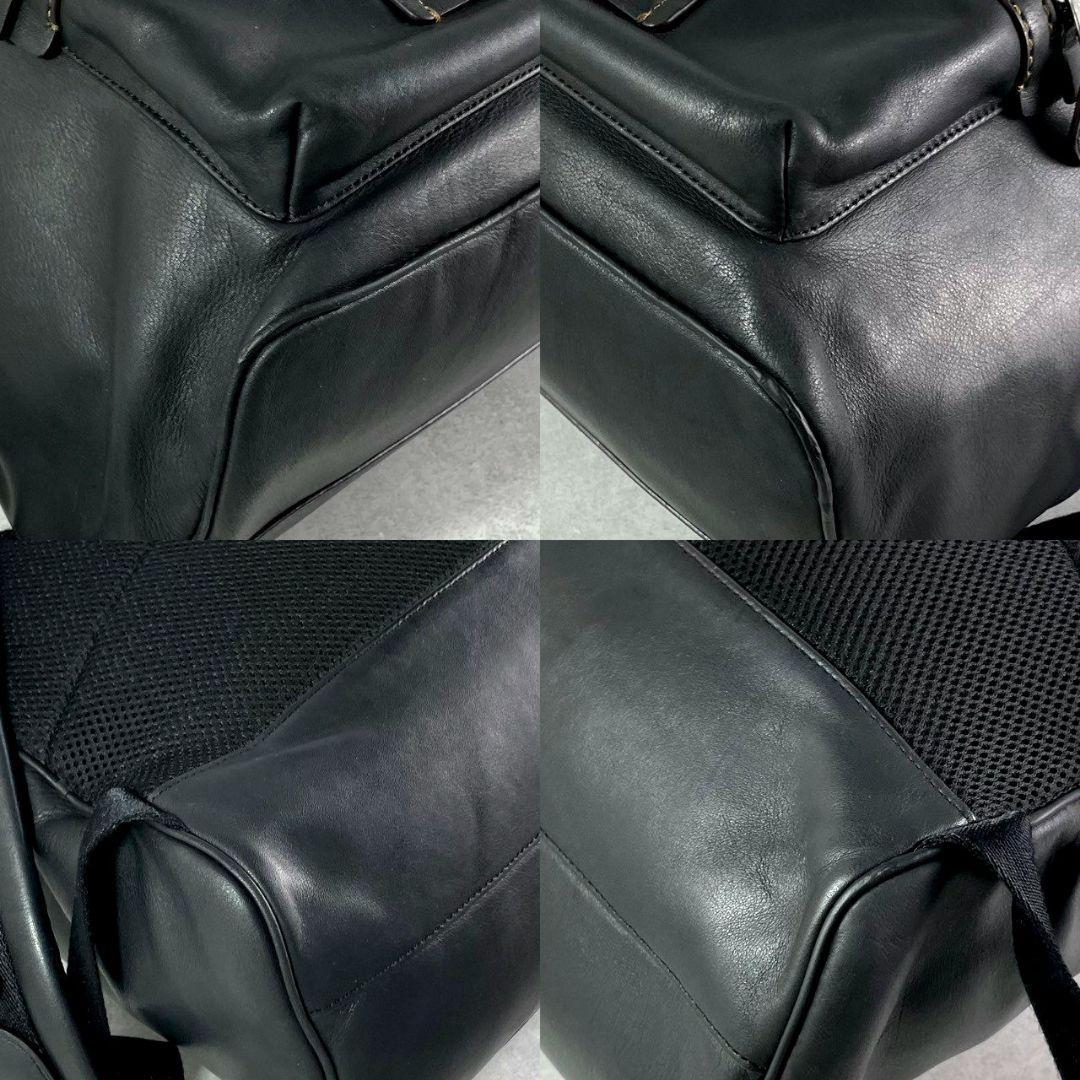 美品 コーチ アカデミー 2室 バックパック ビジネスバッグ A4可 レザー 黒