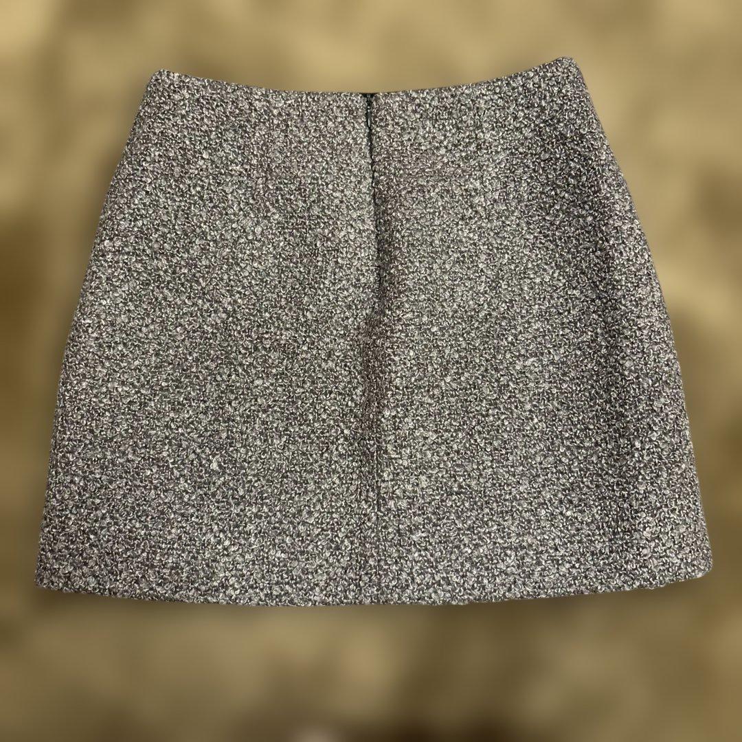 P　PATOU フランス　秋冬　ブークレ　ミニ　スカート　ウール　グレー