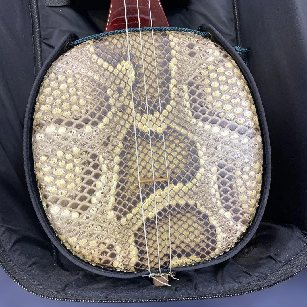 沖縄民謡楽器　三線　蛇皮　ケース付き