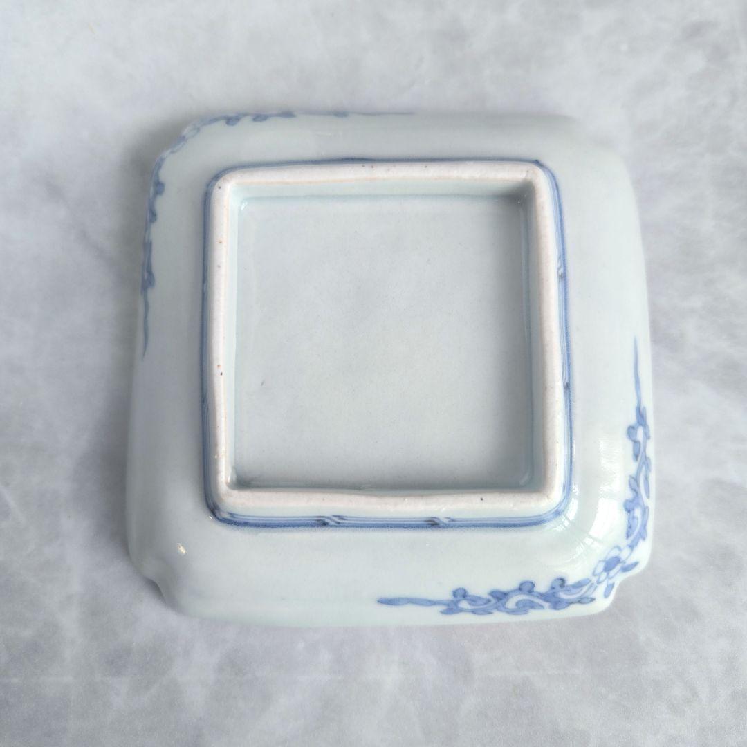 古伊万里　染付　小皿　江戸時代　骨董　金直し　金継ぎ　アンティーク　花唐草