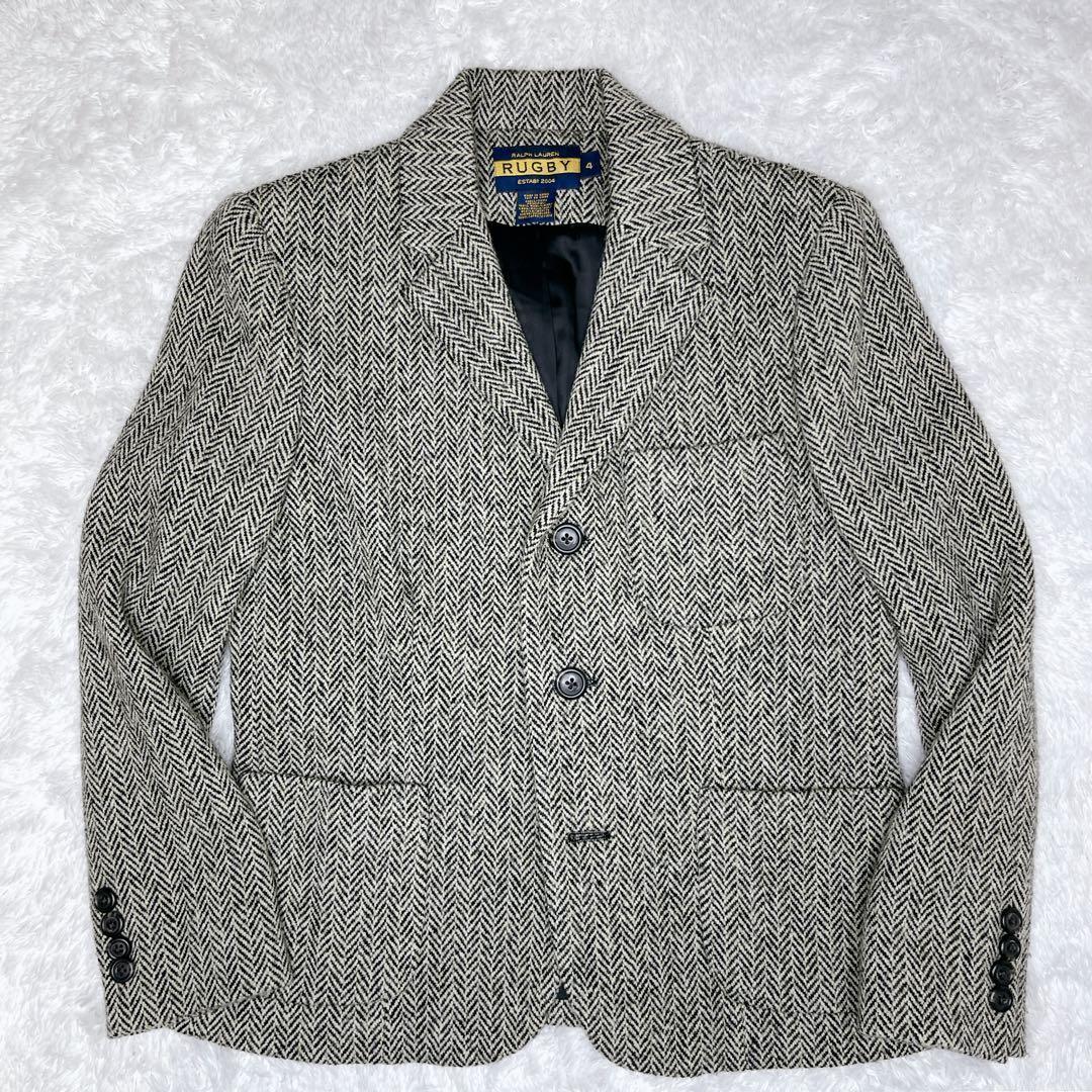 ラルフローレン ツイードジャケット ウール　ヘリンボーン フリル 襟裏柄 XL