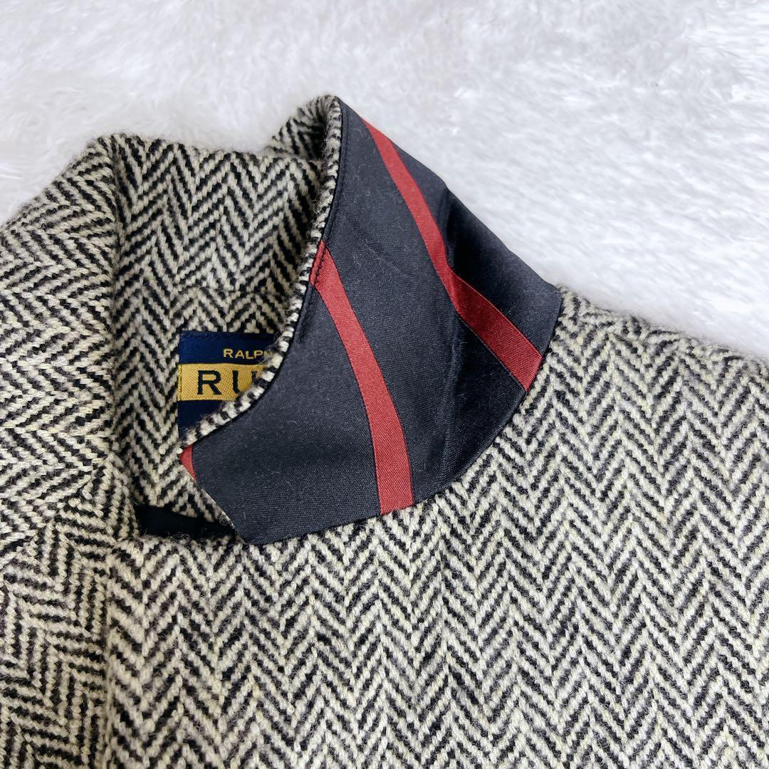 ラルフローレン ツイードジャケット ウール　ヘリンボーン フリル 襟裏柄 XL