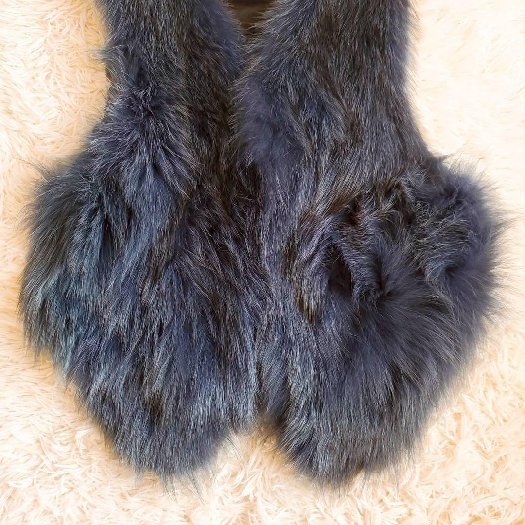 ロベルタイラム フォックスファー ベスト ネイビー ふわふわ 高級感 上質