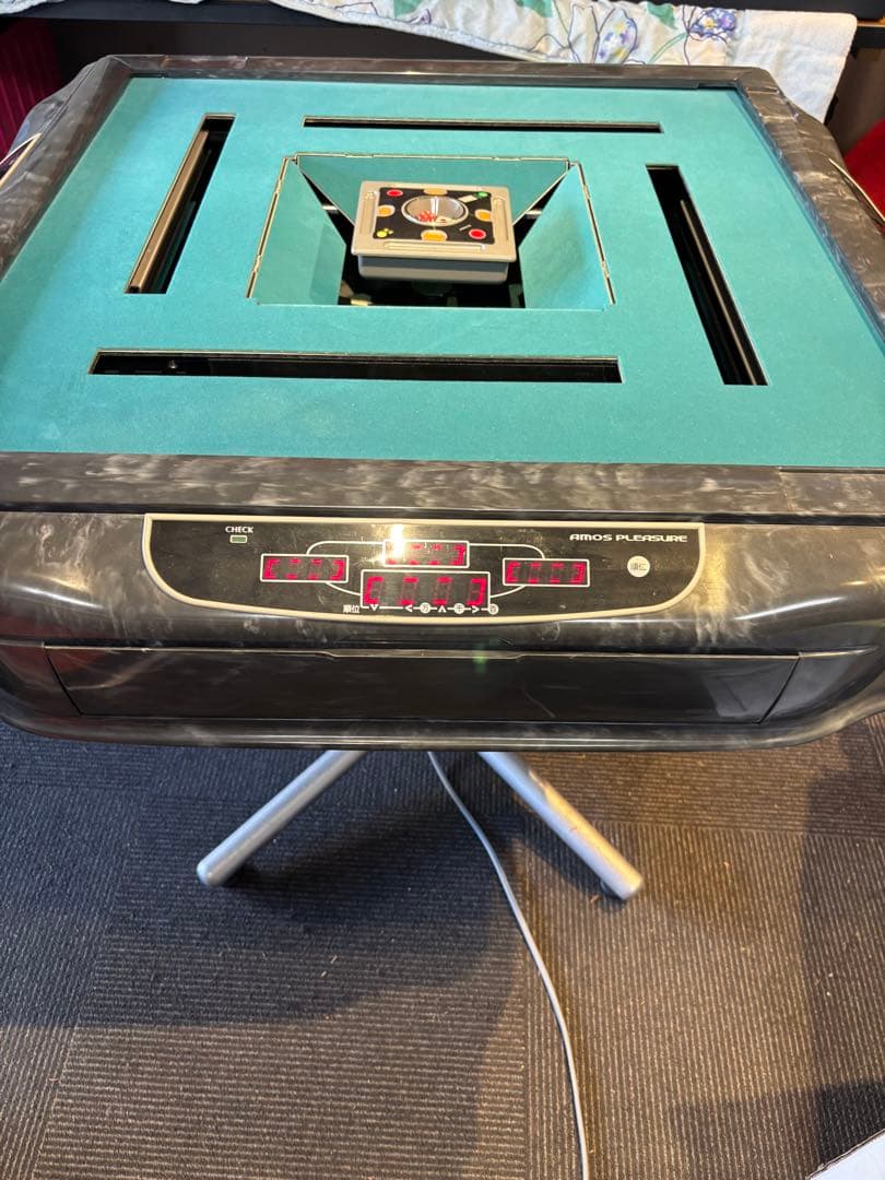 【101010】電動麻雀卓 大型 黒/青