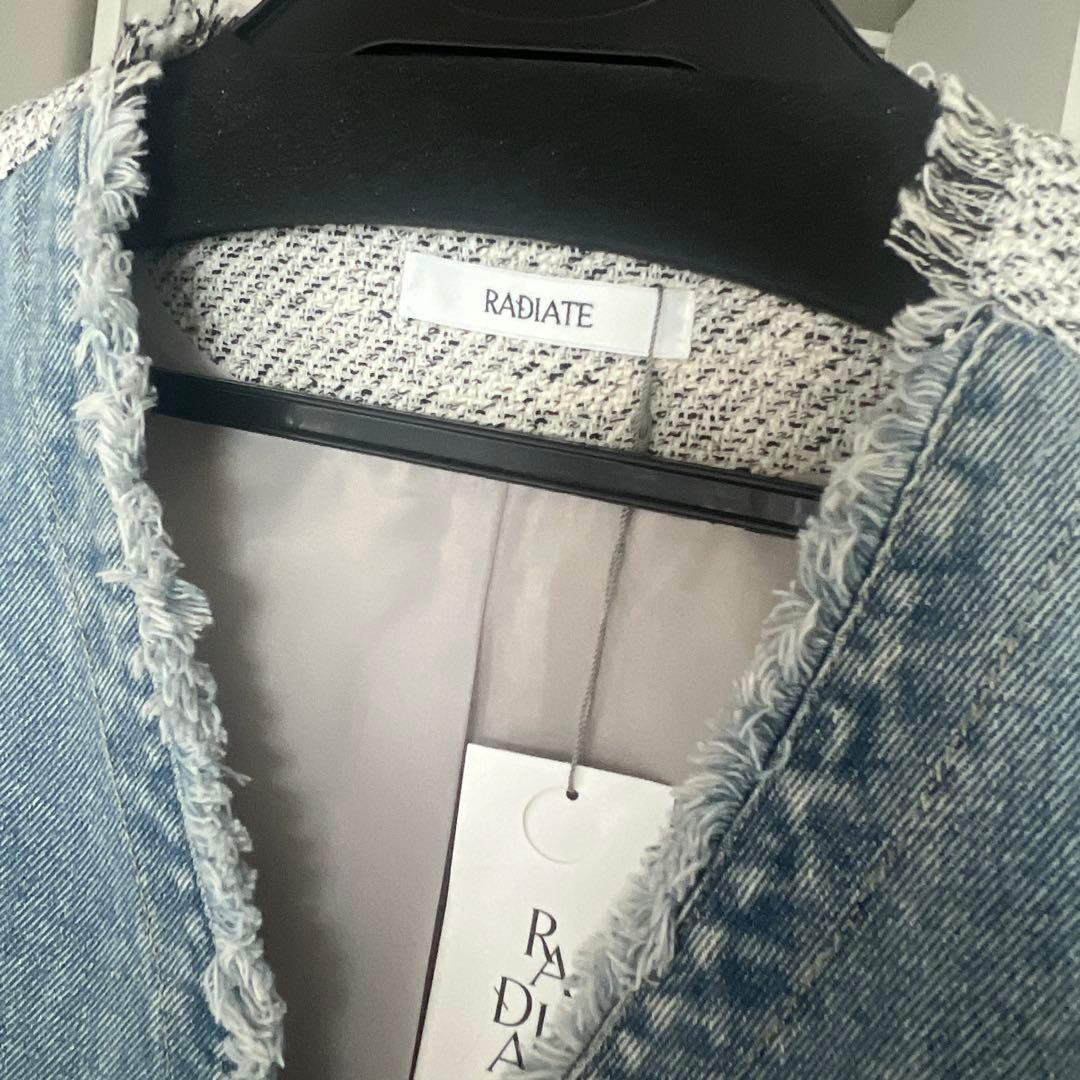 新品　RADIATE ツイードドッキングデニムベスト