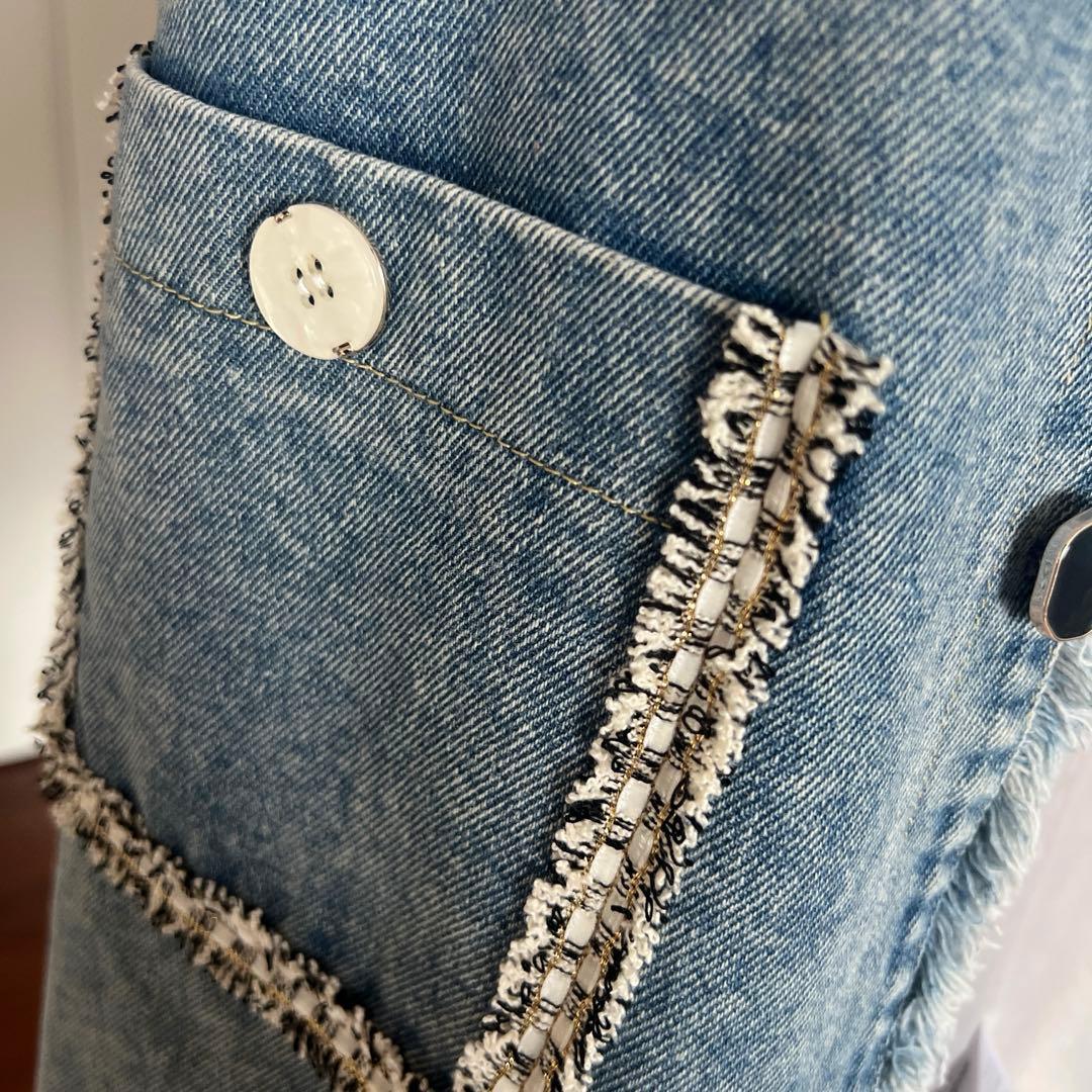 新品　RADIATE ツイードドッキングデニムベスト