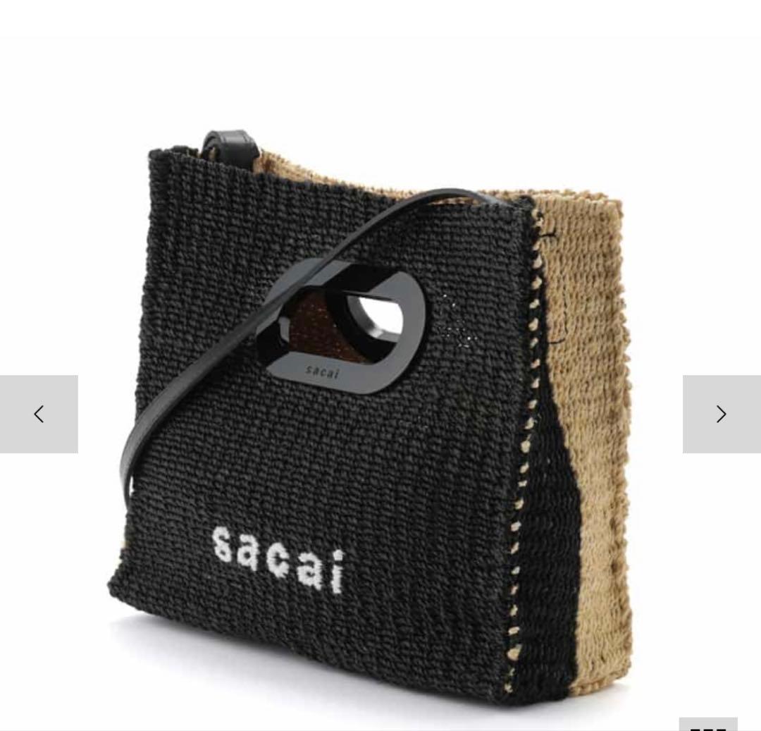 SACAI アバカ素材ショルダーバッグ ブラック/ナチュラル