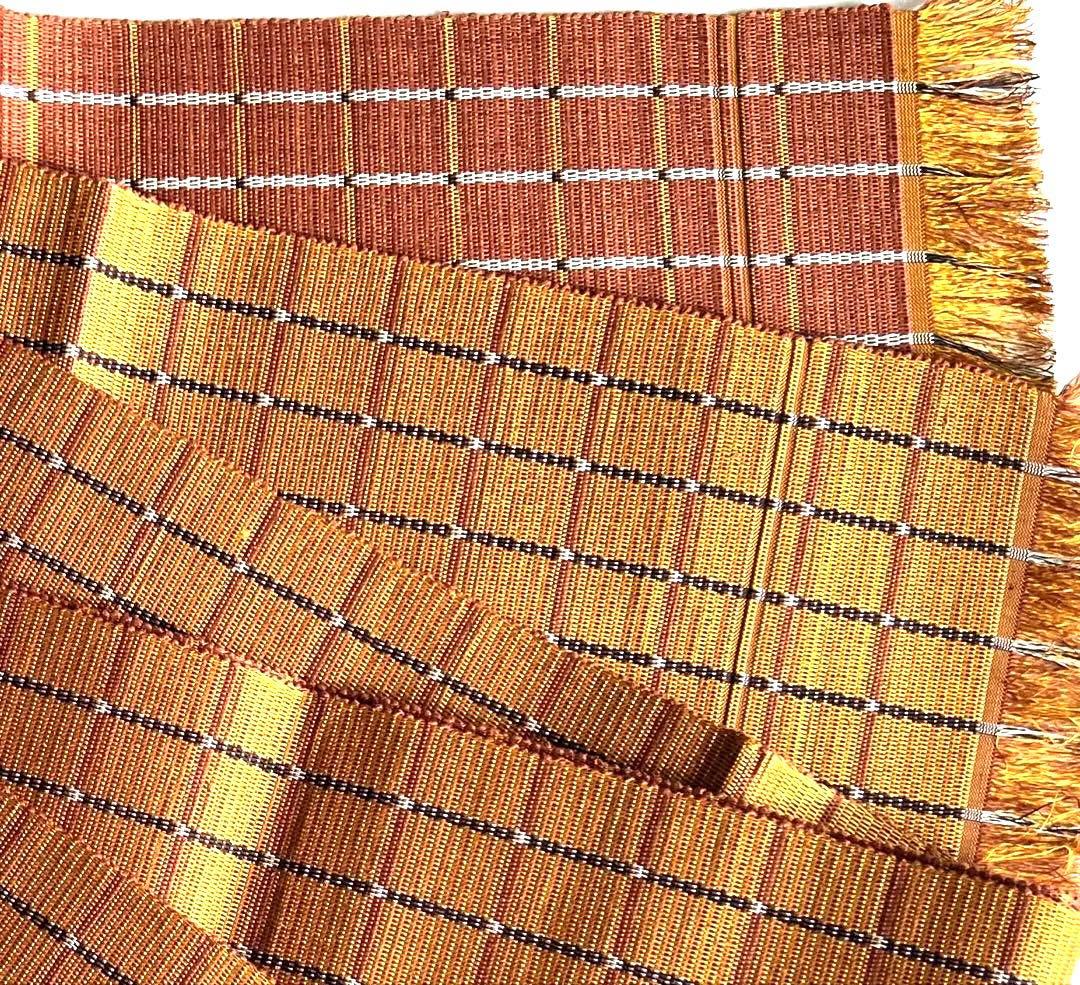 半幅帯♦︎本場黄八丈♦︎山吹色格子