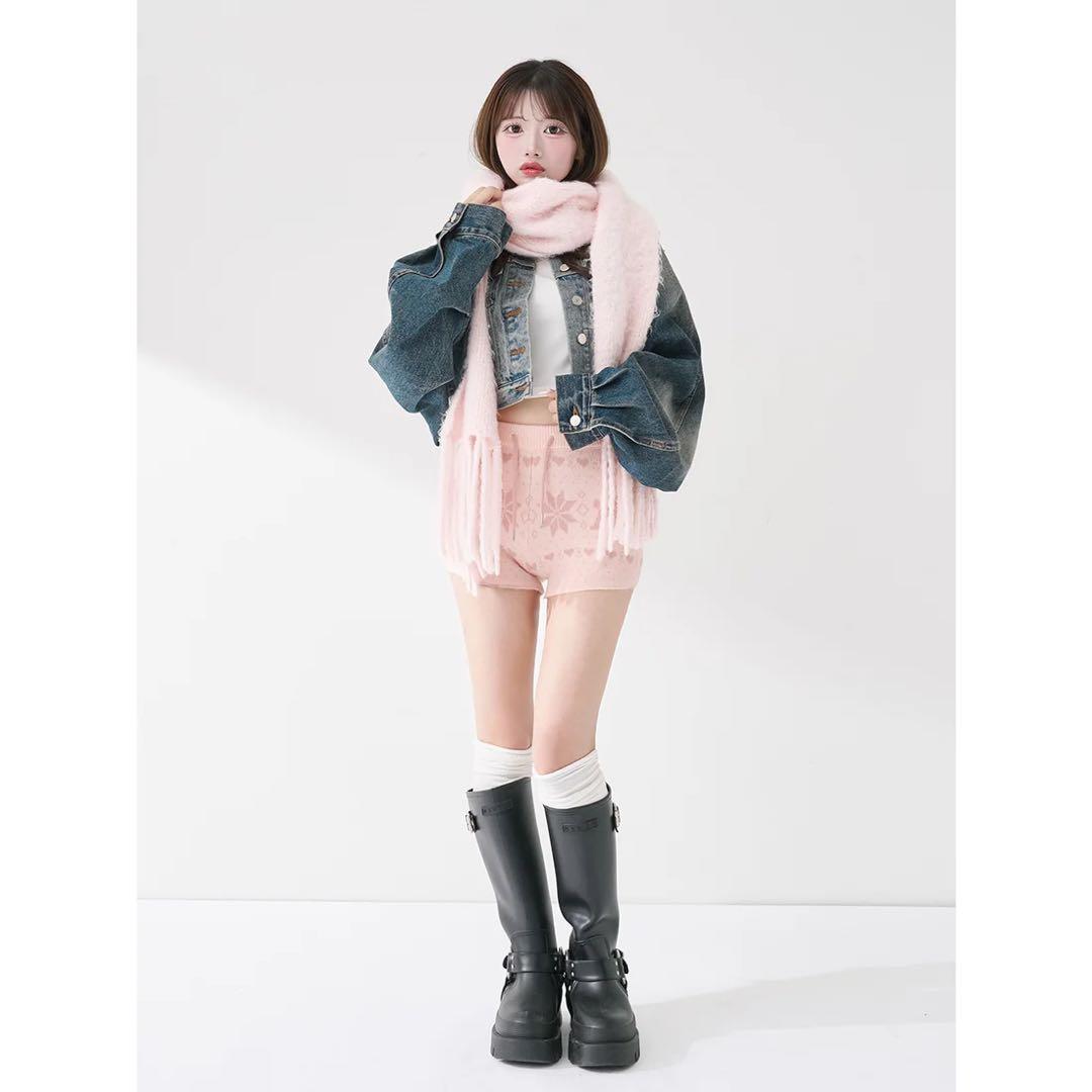 新品タグ付き ダーリッチ ノルディックニットショートパンツ FL ピンク