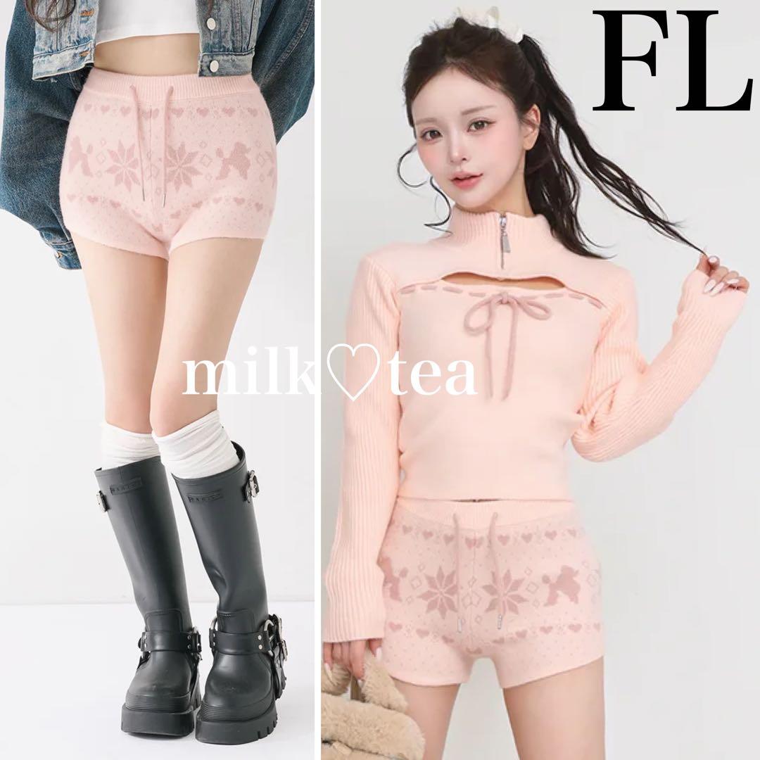 新品タグ付き ダーリッチ ノルディックニットショートパンツ FL ピンク