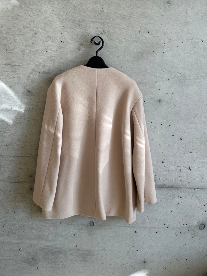 BEAUTY&YOUTH ビーバーノーカラーショートコート ナチュラル