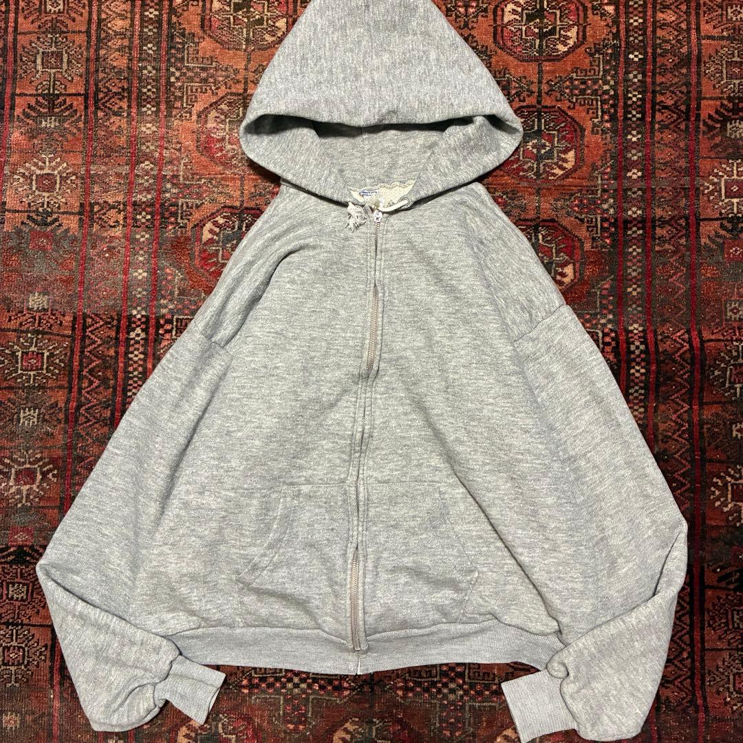 70S USA製 Healthknit 裏サーマル ジップスウェット XXL