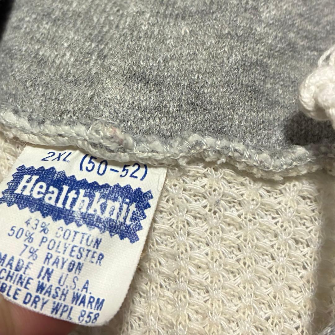 70S USA製 Healthknit 裏サーマル ジップスウェット XXL