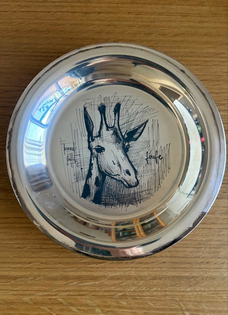 ベルナール・ビュッフェ 銀製 飾り皿 キリン