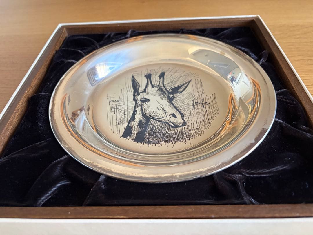 ベルナール・ビュッフェ 銀製 飾り皿 キリン