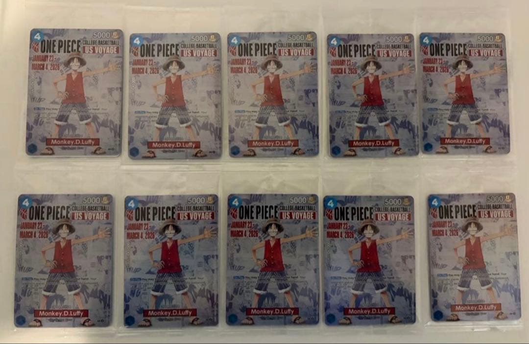ワンピース モンキー・D・ルフィ アメリカ大学バスケ限定プロモ未開封10枚セット