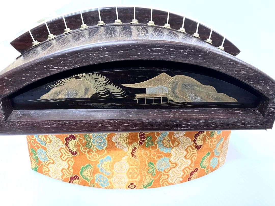 ◆和琴◆13弦琴 蒔絵あり183cm 琴柱／丸袋／琴カバー付き【引き取り大歓迎】