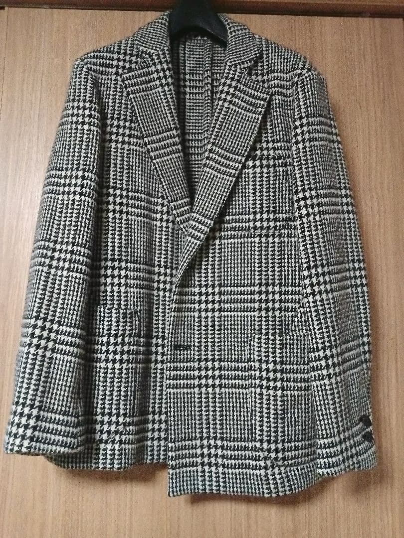 着用1回 La favolaライトツィードグレンチェック2Bジャケットsize1