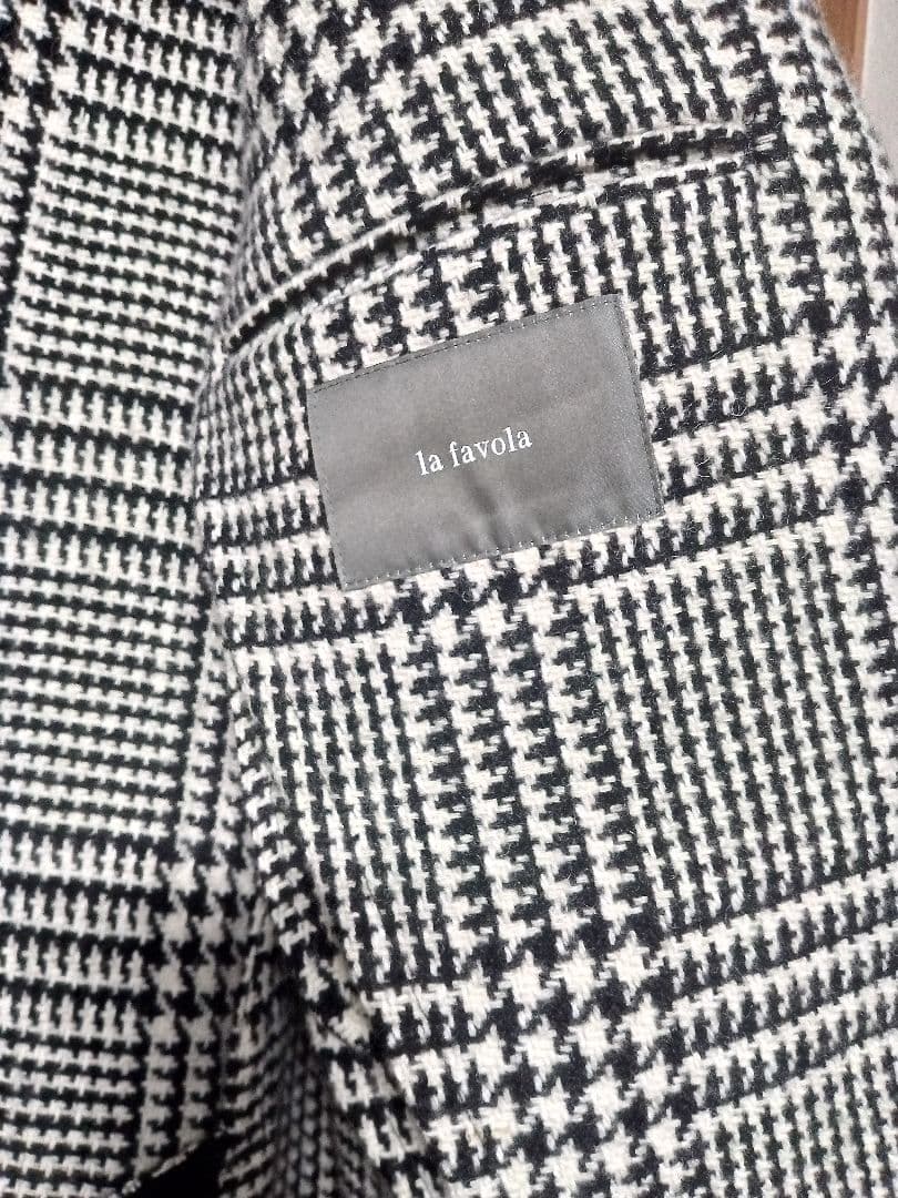 着用1回 La favolaライトツィードグレンチェック2Bジャケットsize1