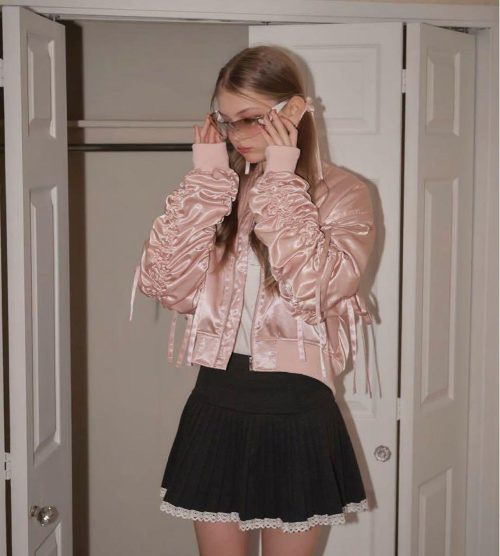 ジャケット・アウター Treat Urself Girly ribbon MA-1(pink)