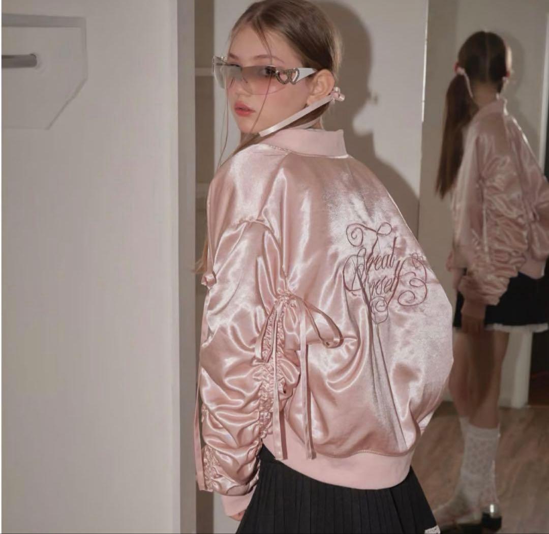 ジャケット・アウター Treat Urself Girly ribbon MA-1(pink)