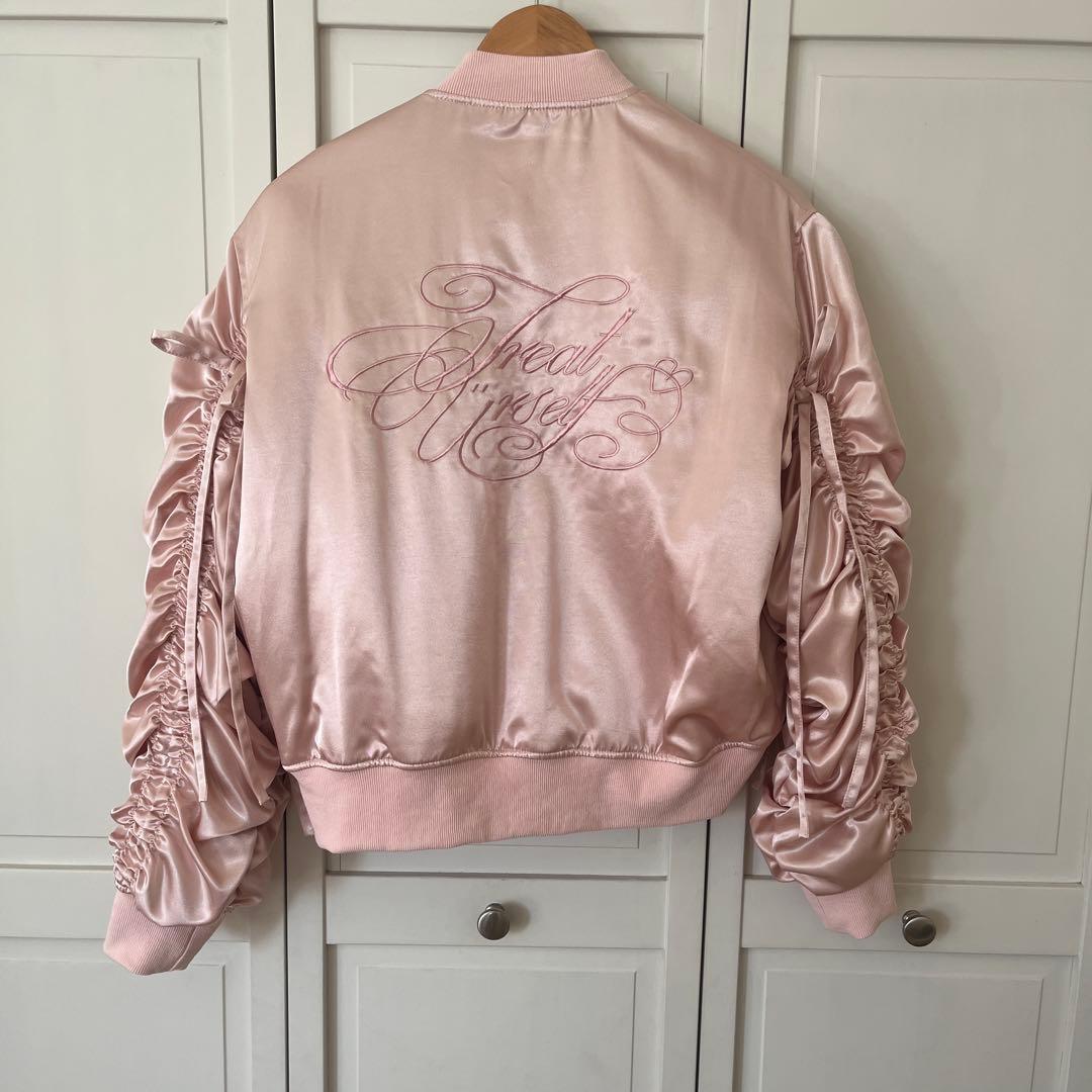 ジャケット・アウター Treat Urself Girly ribbon MA-1(pink)