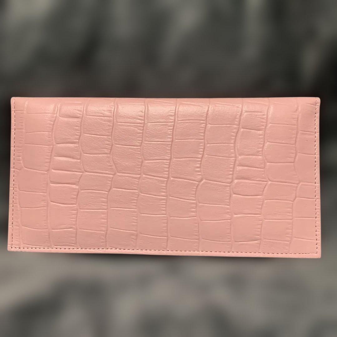 み*る様 皇居財布　ピンク クロコダイル風　長財布　牛革？