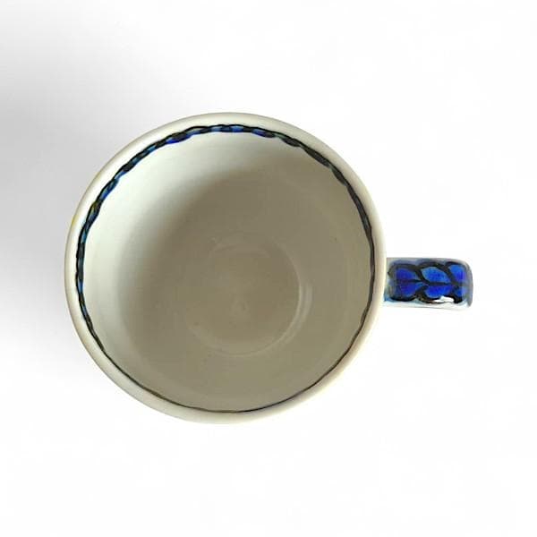 九谷焼 海部公子 絵付け カップ＆ソーサー 1客 共箱 黄布 経歴書 直筆サイン