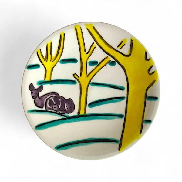 九谷焼 海部公子 絵付け カップ＆ソーサー 1客 共箱 黄布 経歴書 直筆サイン