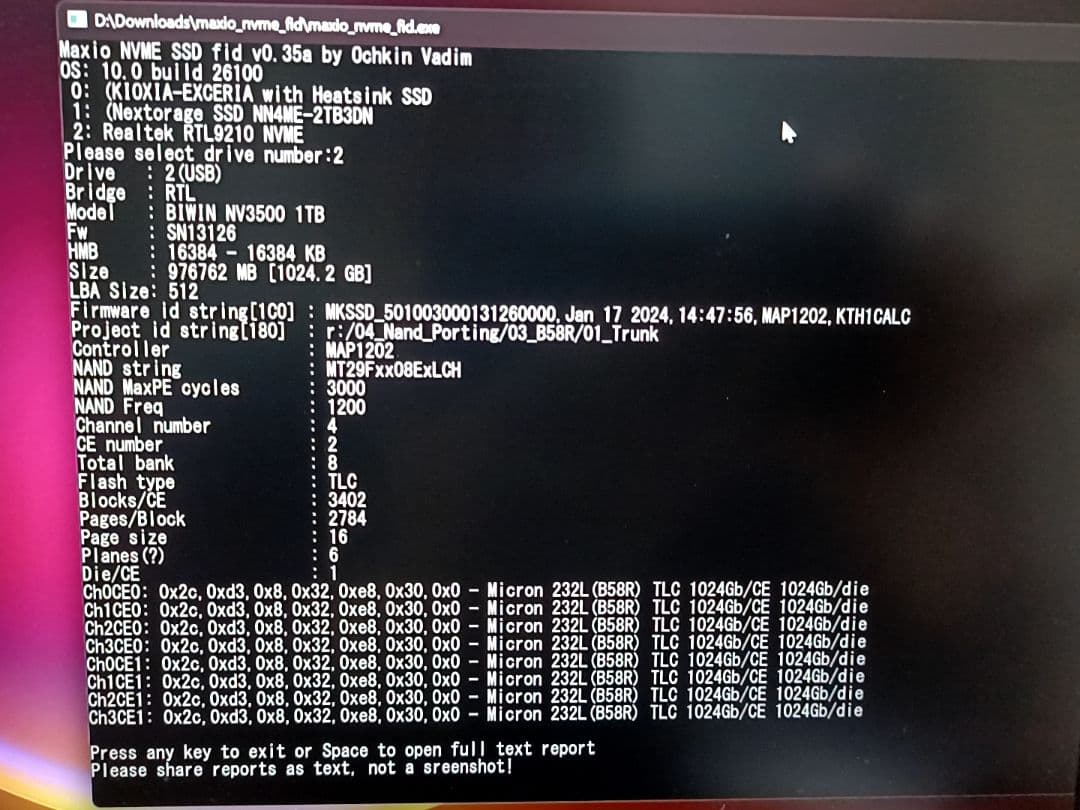 内蔵型SSD BIWIN M.2 NVMe SSD1TB NV3500 PCIe Gen3.0