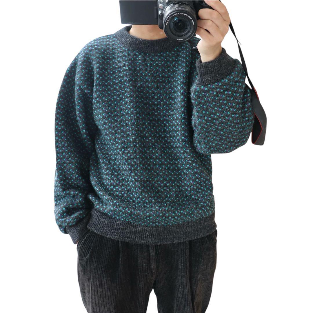 レアカラー 80s L.L. Bean エルエルビーン バーズアイ ニット L