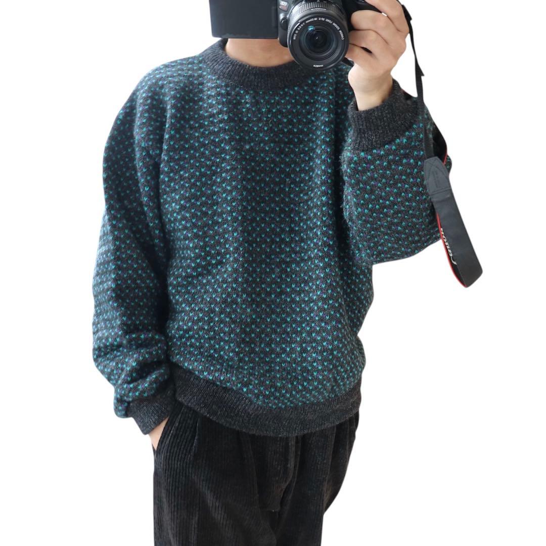 レアカラー 80s L.L. Bean エルエルビーン バーズアイ ニット L