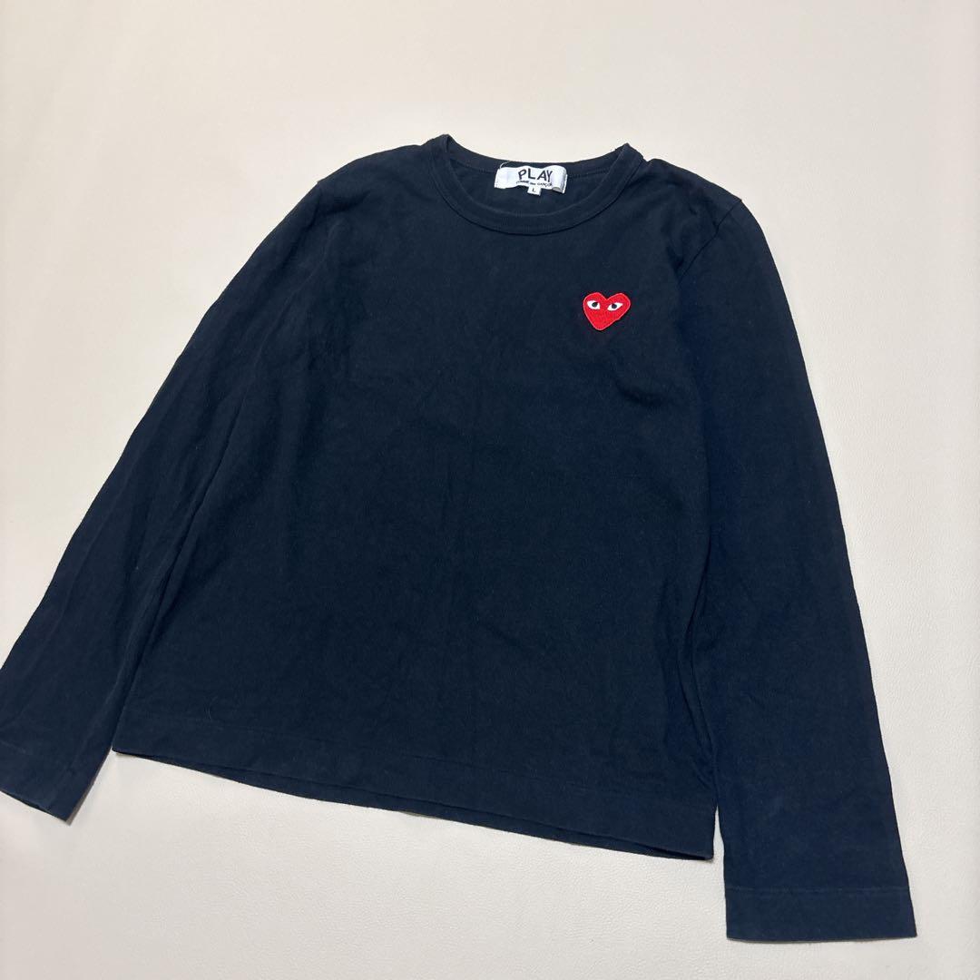 PLAY コムデギャルソン 長袖 シャツ ハート 刺繍 ブラック Lサイズ