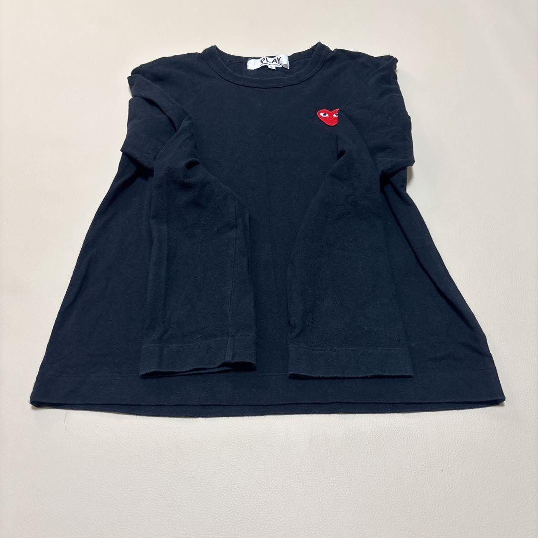 PLAY コムデギャルソン 長袖 シャツ ハート 刺繍 ブラック Lサイズ