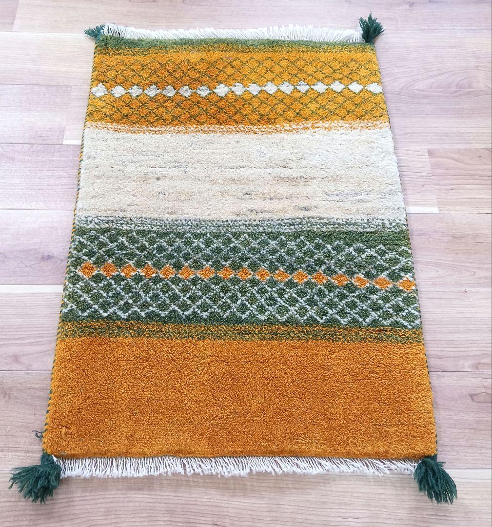 専用Y2743 イラン ギャッベ ウール絨毯 手織り 85×60㎝ マット