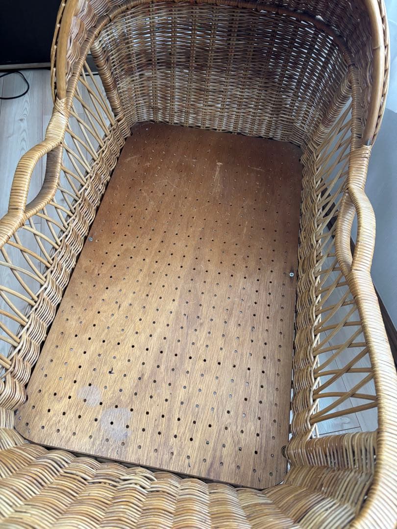 ベビーベッド　ゆりかご　アンティーク　籐製　ヴィンテージ　店舗什器ドライフラワー