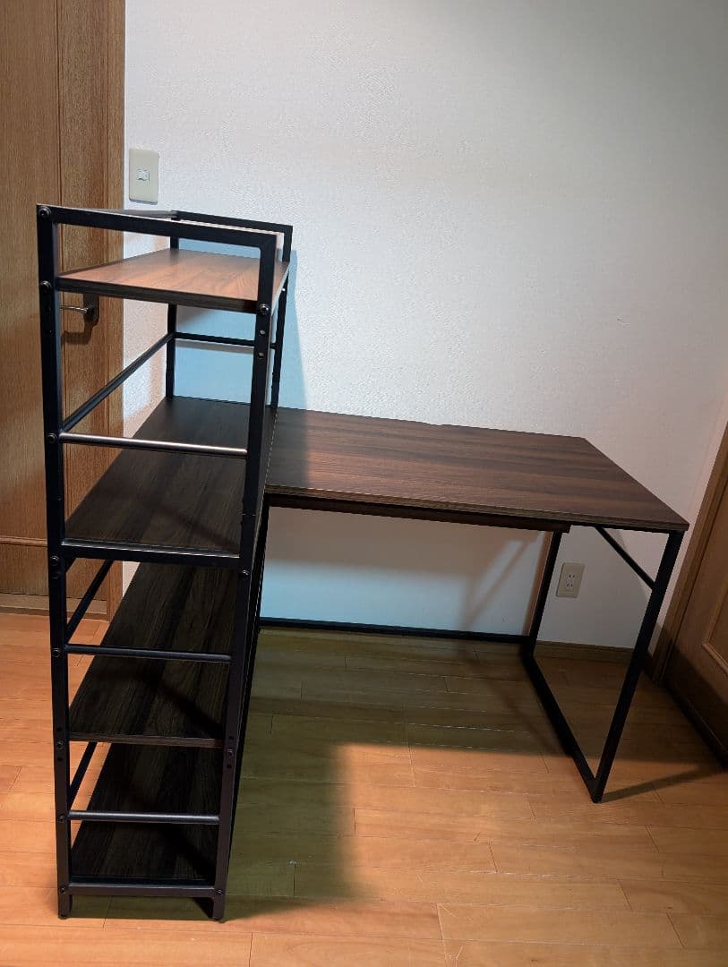 《送料込》LOWYA パソコンデスク 本棚付き システムデスク 事務 勉強机