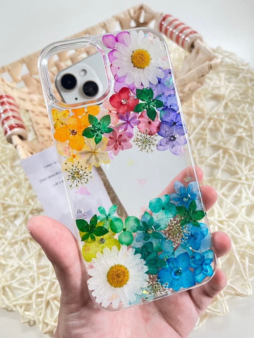 ハンドメイド押し花スマホケース　全機種対応