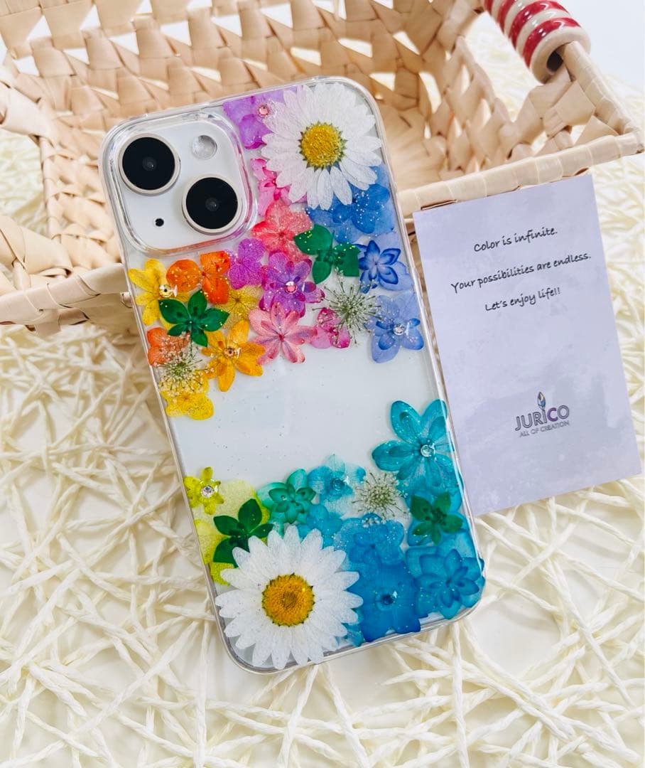 ハンドメイド押し花スマホケース　全機種対応