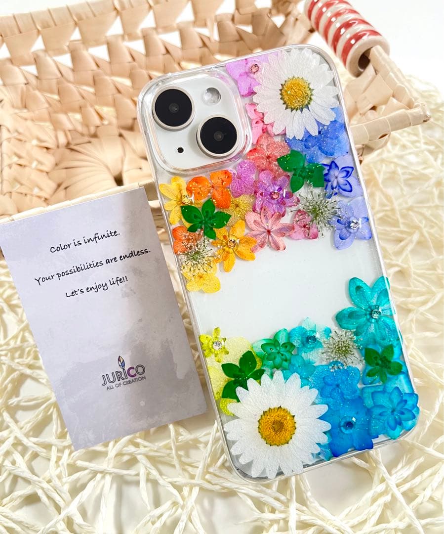 ハンドメイド押し花スマホケース　全機種対応